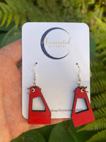 Big Chicken Earrings | Marietta, GA Earrings | Hand-painted Wood Earrings on Sterling Silver Hooks