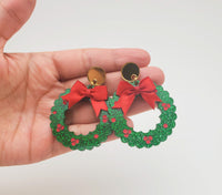 Sparkly Wreath Earrings | Christmas Earrings