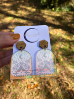 Iridescent Moth Arch Earrings