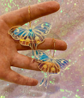 Iridescent Moth Hoop Earrings | Luna Moth Earrings
