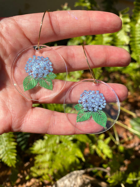 Hydrangea Earrings | Floral Hoop Earrings
