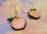 Peach Earrings | Hand-painted Peach Hoop Earrings