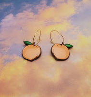Peach Earrings | Hand-painted Peach Hoop Earrings