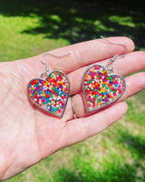 Sprinkle Heart Earrings | Resin Earrings on Sterling Silver