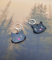 Black Cat Earrings on Huggie Hoops | Halloween Earrings | Moon Eye Kitties