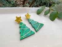 Glitter Christmas Tree Earrings | Holiday Statement Earrings