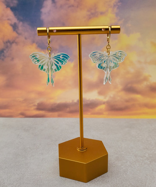 Mini Iridescent Moth Earrings | Luna Moth Earrings