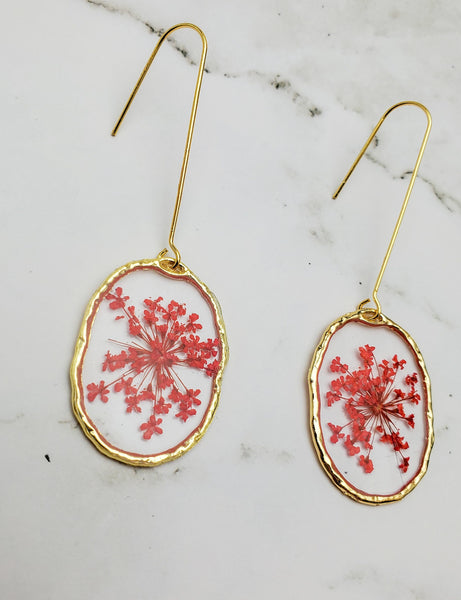 Pressed Flower Earrings | Queen Anne's Lace Earrings | Botanical Earrings