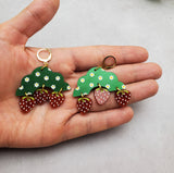 Strawberry Fields Earrings | Strawberry & Flower Arch Earrings on Huggie Hoops