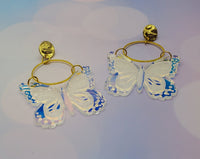 Enchanting Iridescent Butterfly Earrings on Gold Hoops