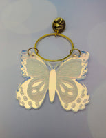 Enchanting Iridescent Butterfly Earrings on Gold Hoops